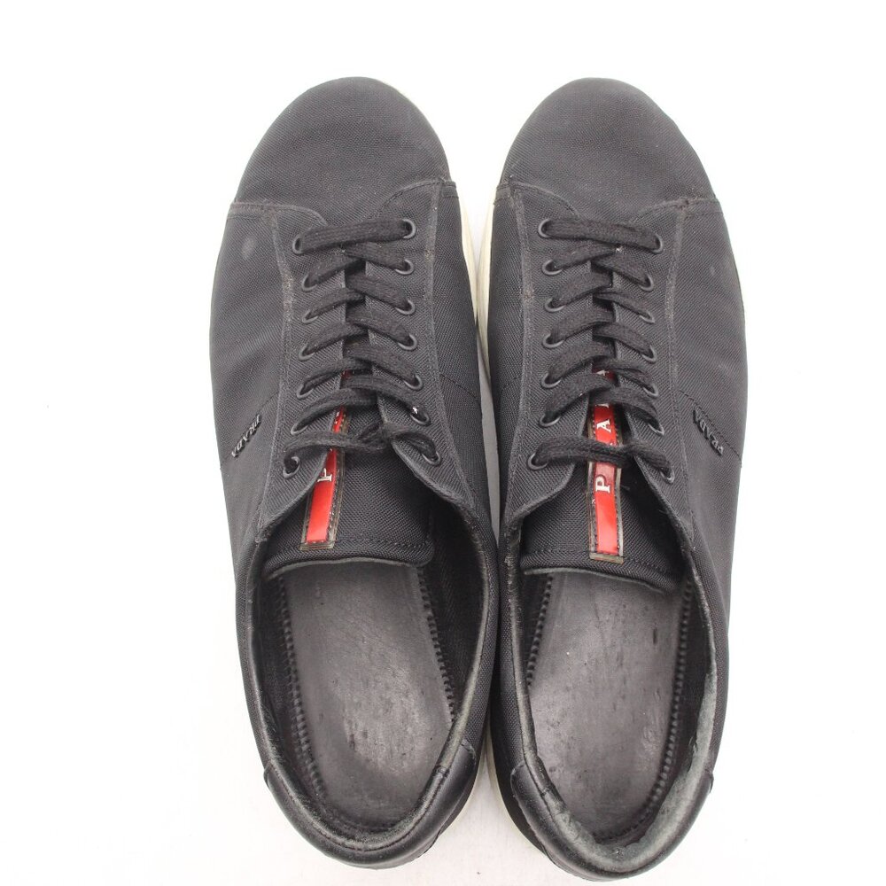 Prada Black Canvas Shoes Men's UK 9 Lace Up Casual Trainers Sneakers - Picture 8 of 11